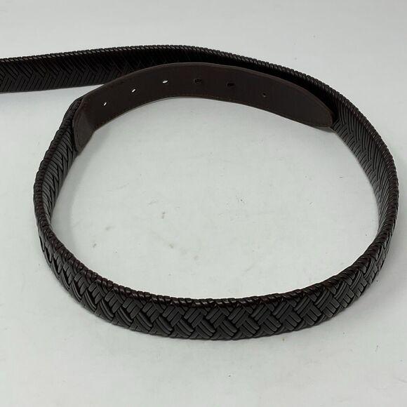 Columbia Sporting Goods Brown Leather Belt Mens 38/95 Laced Braid Pewter Buckle - Picture 5 of 7